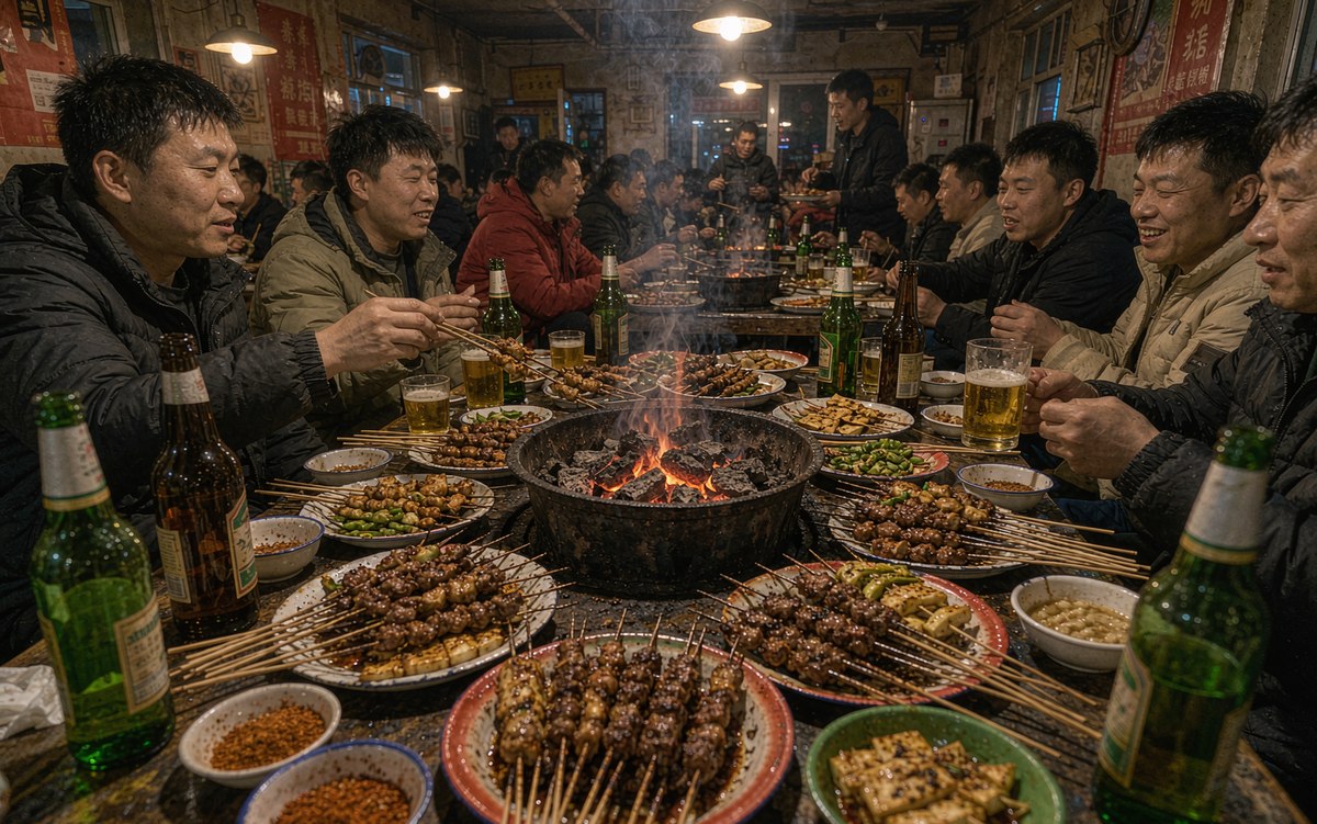 鹤岗的小串烧烤便宜好吃，老板的生意也该“串”起老客